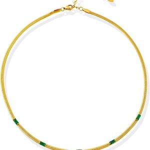 New Liv Oliver 18k Gold Plated Fancy Green Emerald-cut Necklace